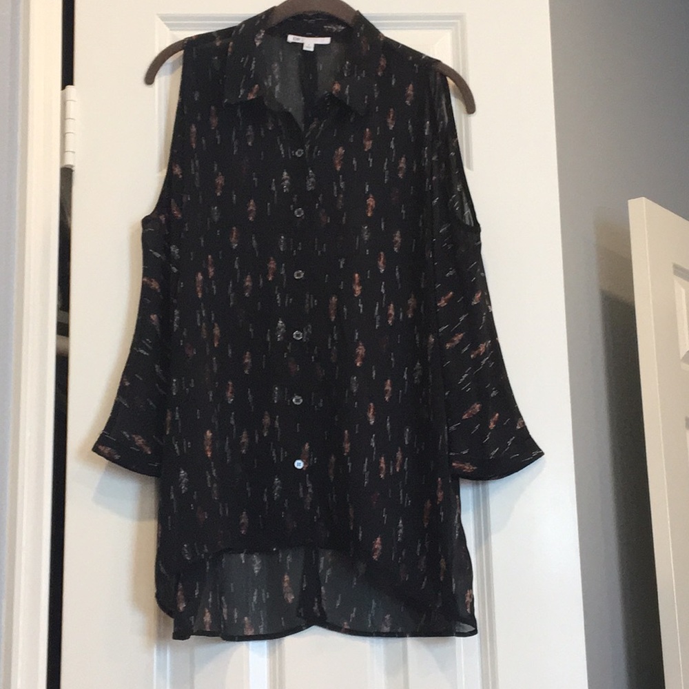 sheer cold shoulder blouse